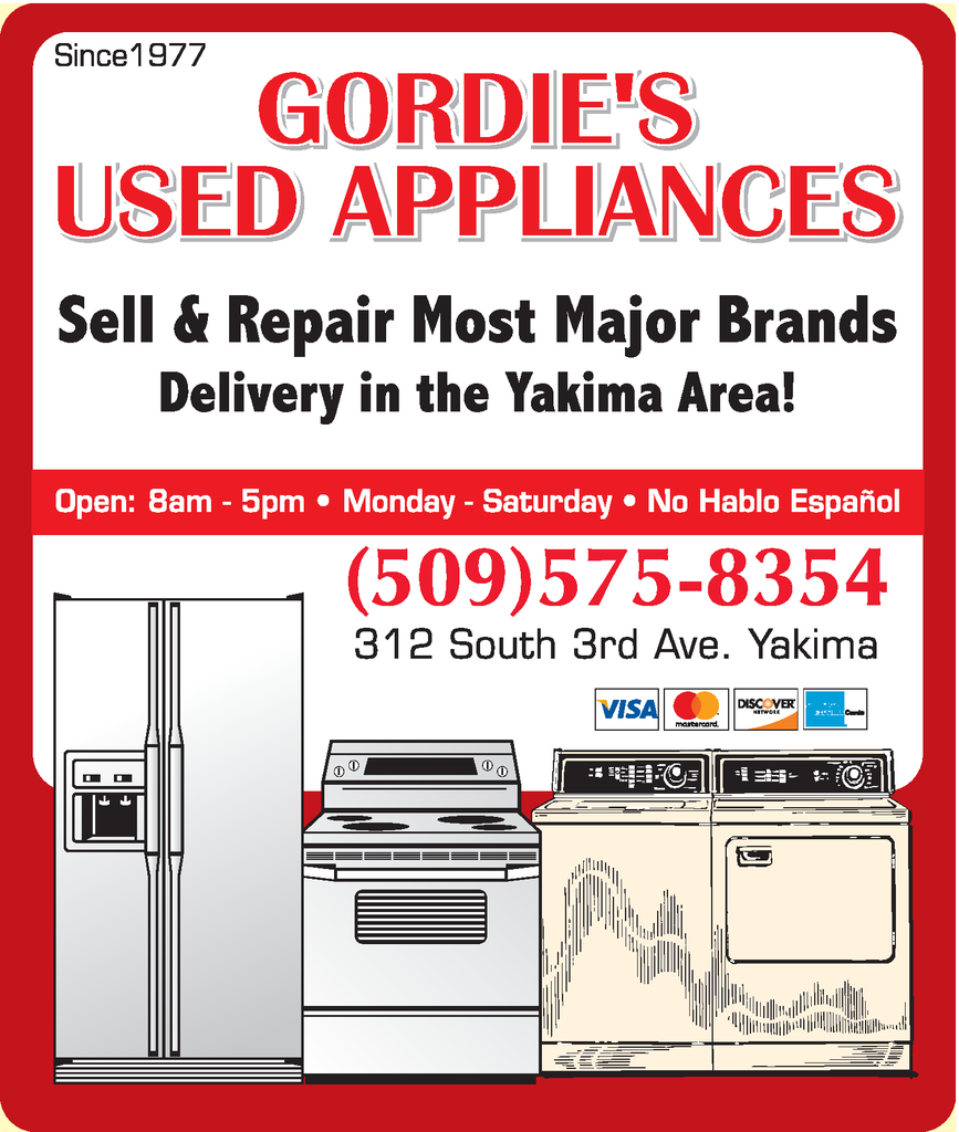 Gordie's Used Appliances Yakima, WA Names and Numbers